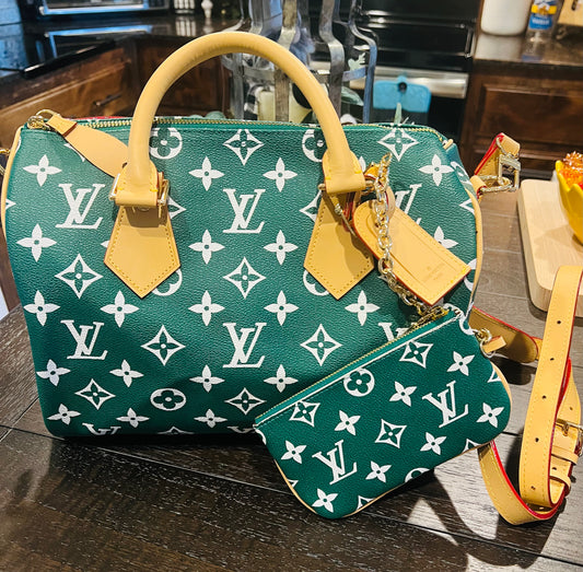 Green LV Speedy 25 Dupe Handbag