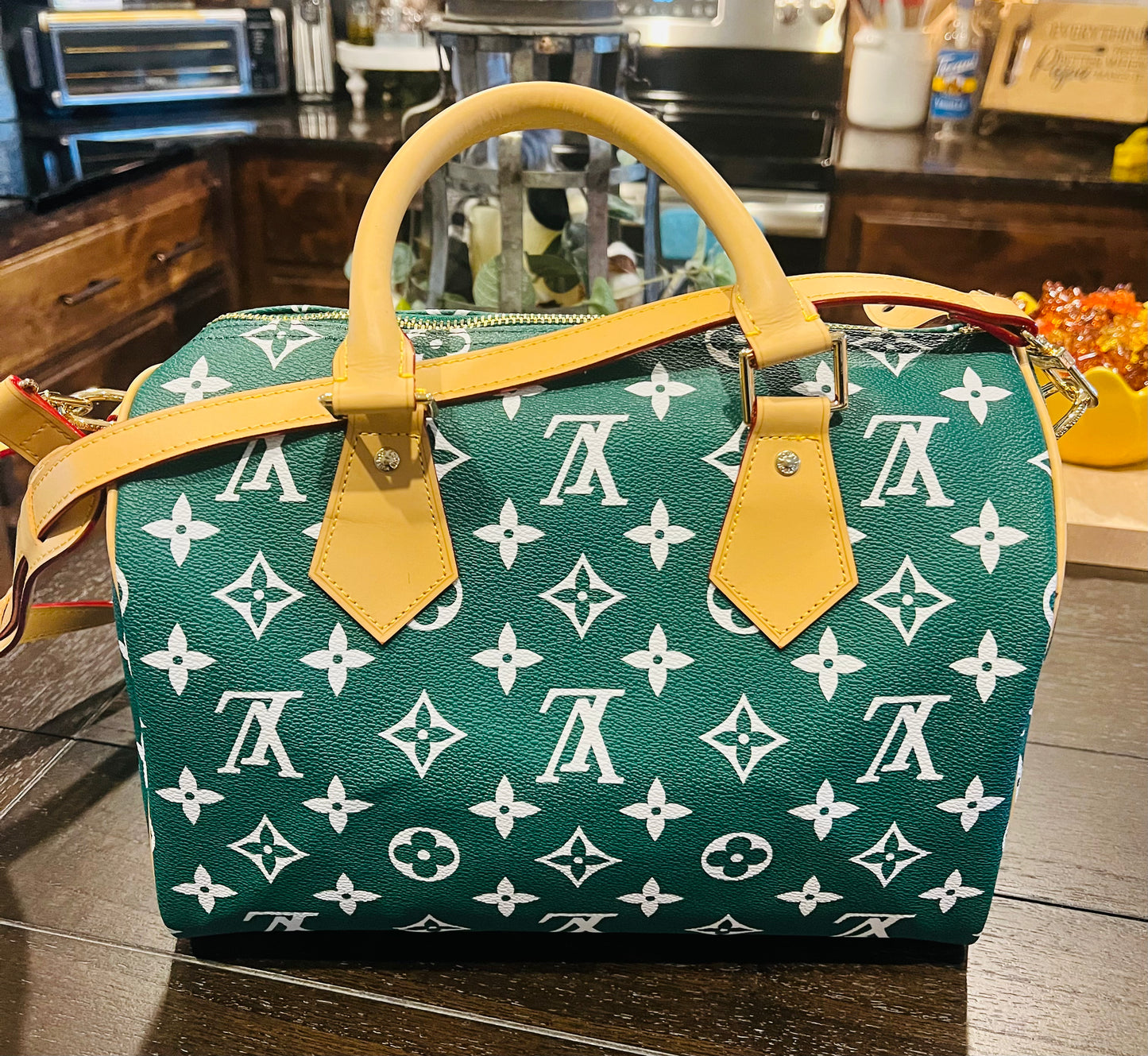 Green LV Speedy 25 Dupe Handbag