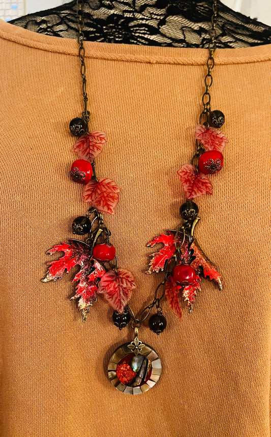 Red Fall Leaves Necklace
