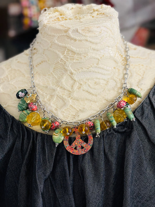 Boho peace necklace