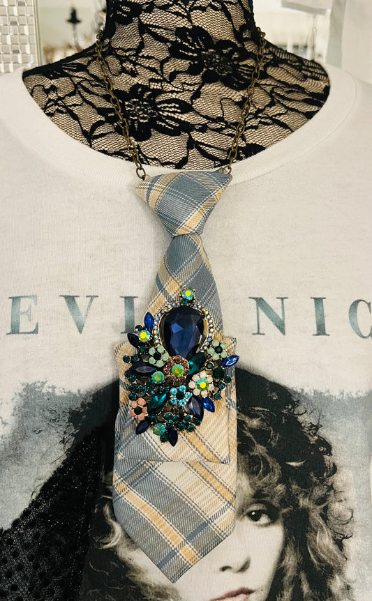 Floral Brooch Necktie Necklace