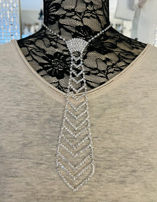 Crystal Arrow Down Tie Necklace
