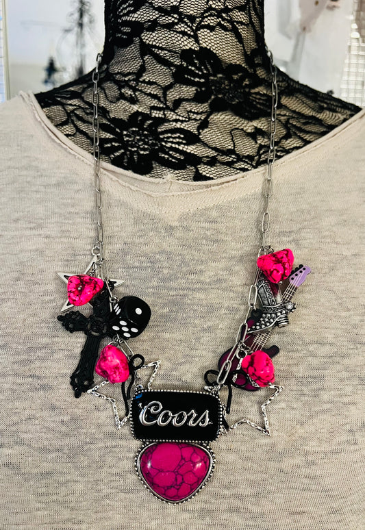 Coors Pink/Black Necklace