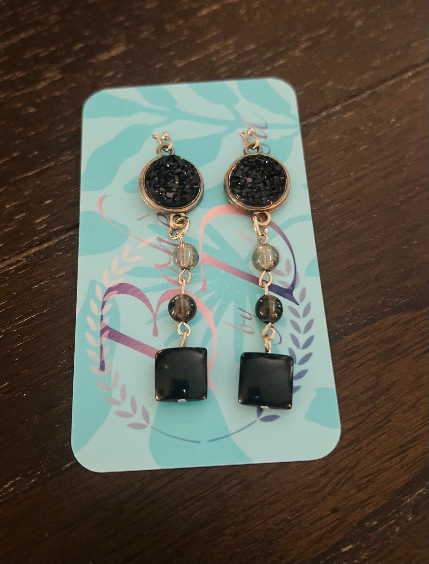 Druzy Drop Black Earrings