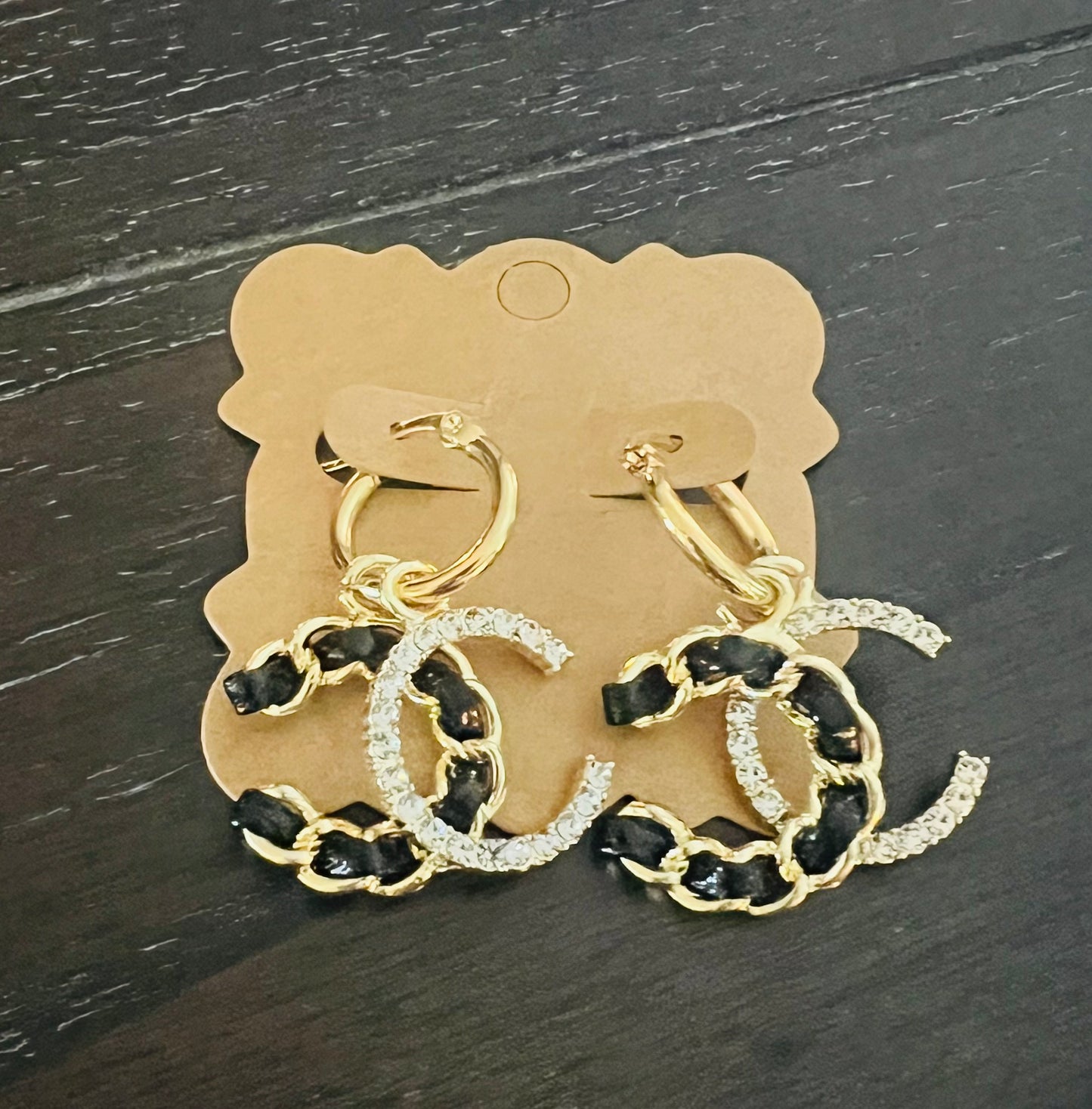 Black Double C's Earrings