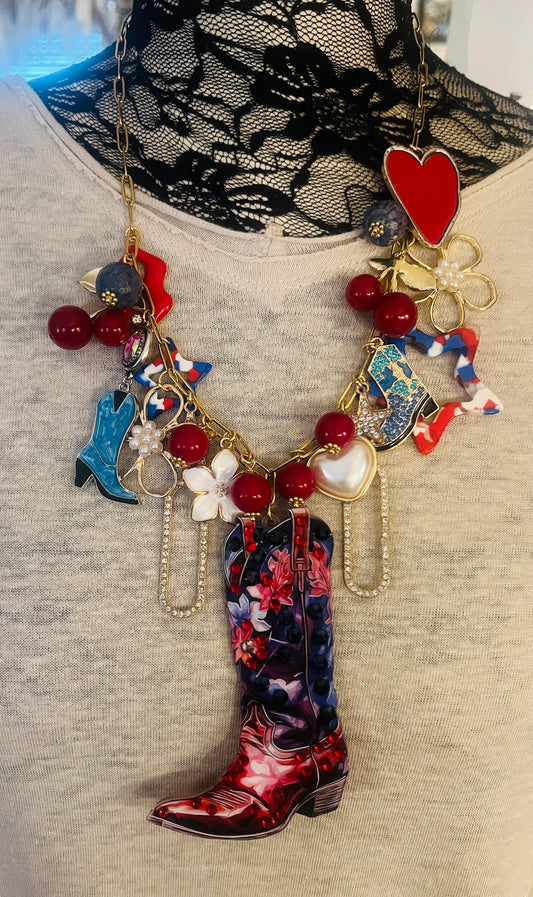 Independence Day Boot Necklace