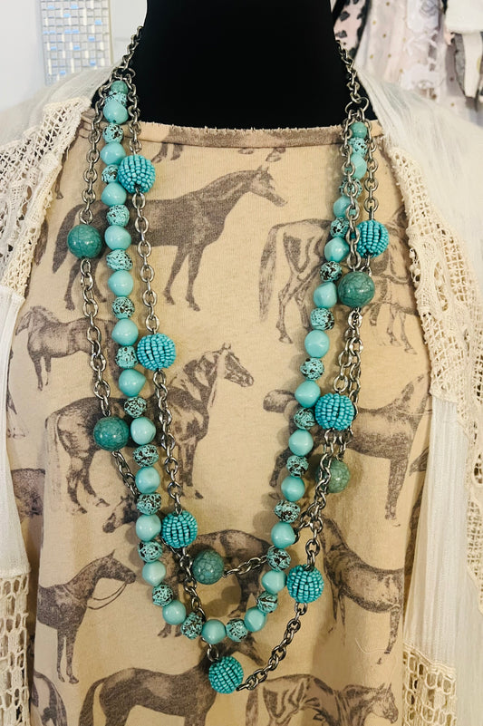 Vintage Multi Beaded Chain Necklace