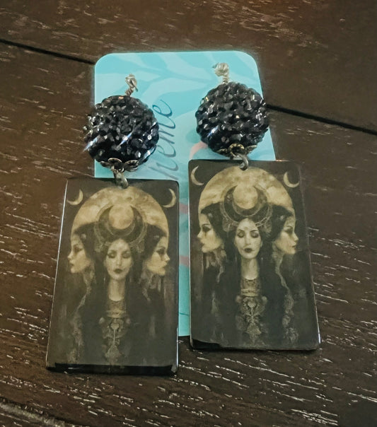 Black Sparkle Mystical Lady Earrings