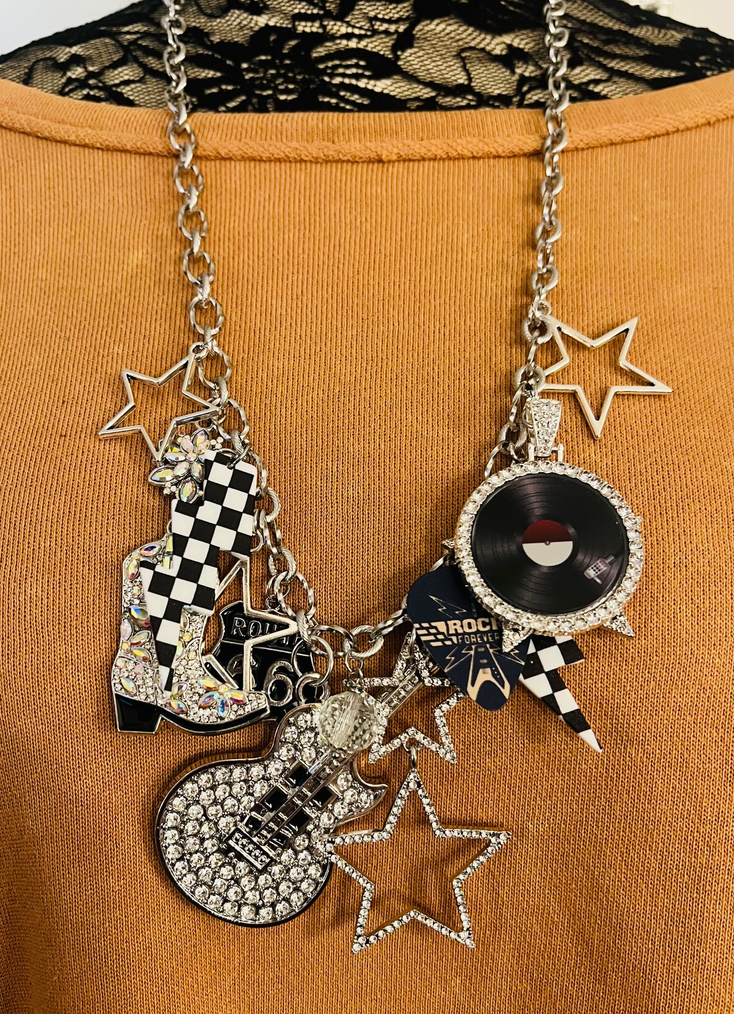 Guitars and Stars Necklace