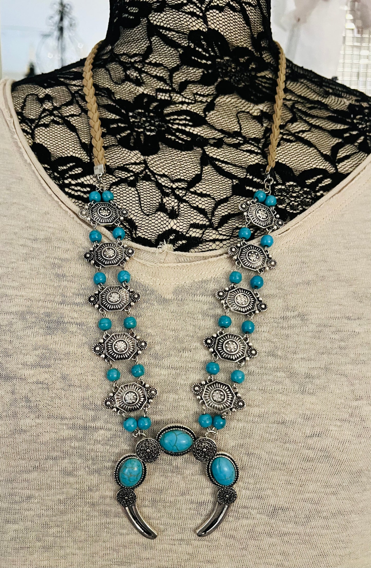 Turquoise Squash Blossom Necklace