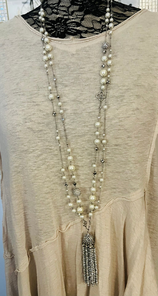 Waterfall Pearl Chain Necklace
