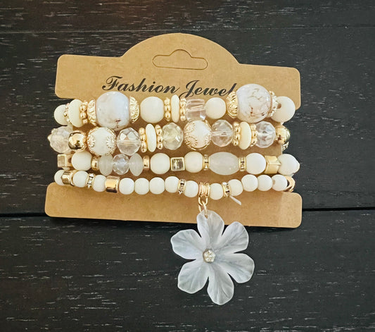 White 4pc Bracelet Stacker Set