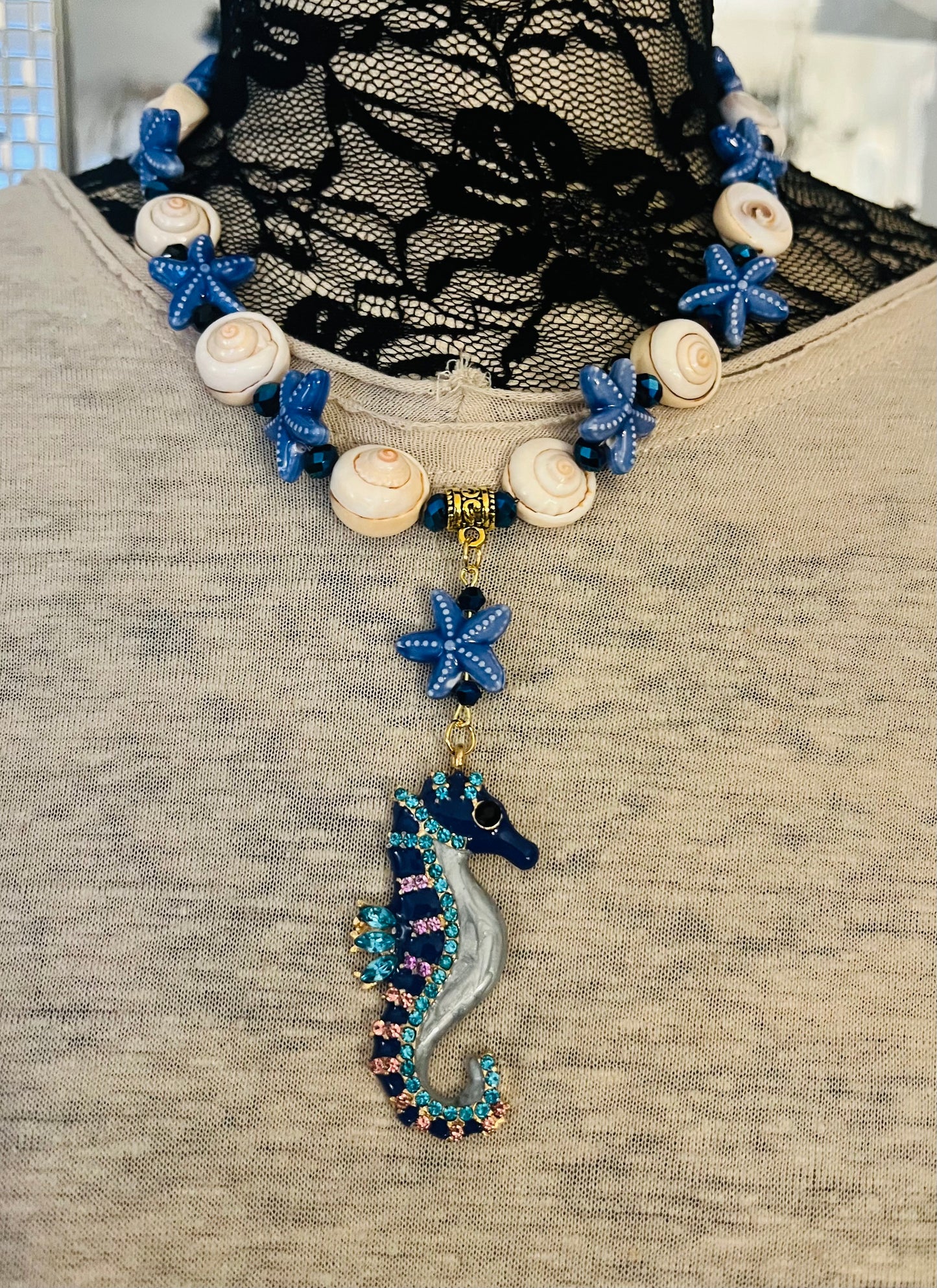 Seahorse Shenanigans necklace
