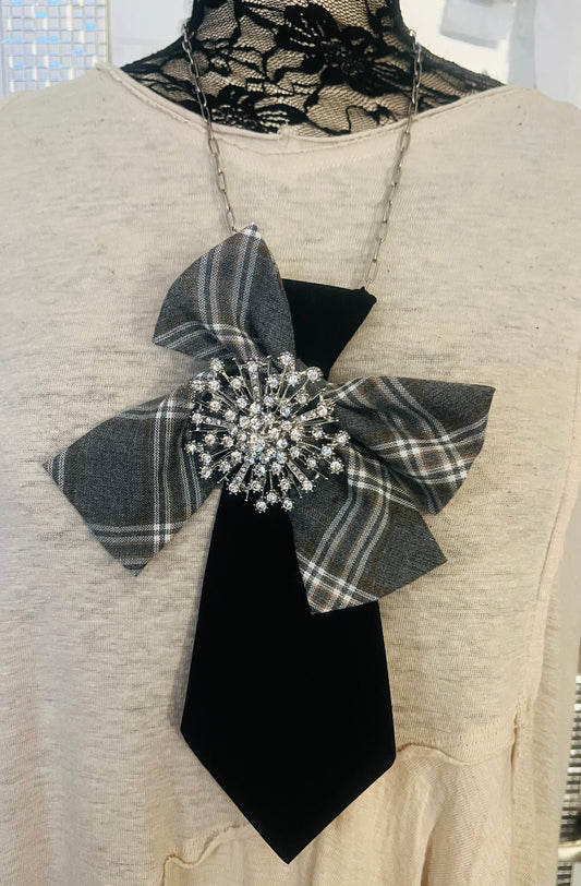 Plaid Tie Affair Necklace