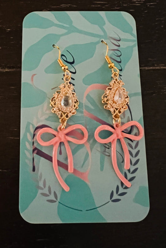 Pink Ice Bow Earrings
