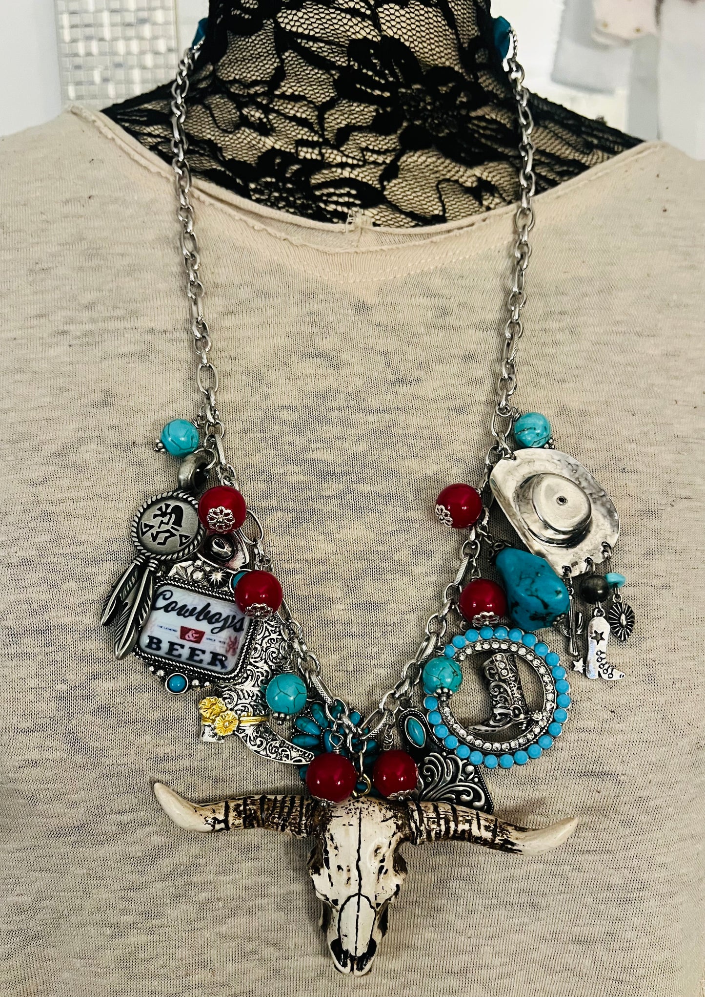 Cowboy's And Beer Necklace