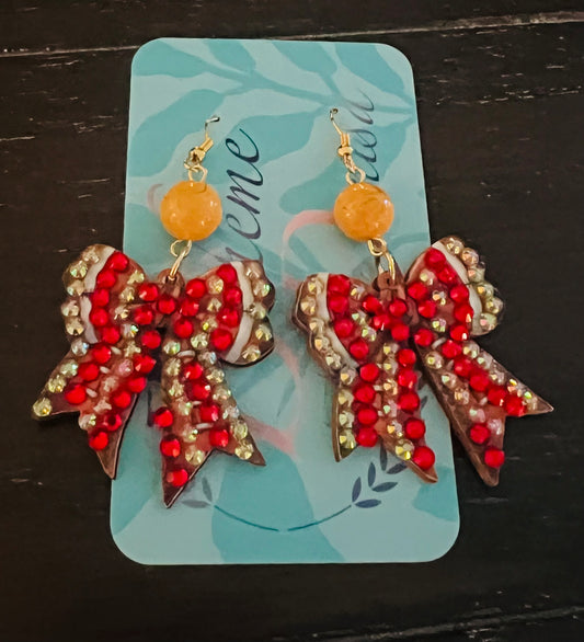 KC Chiefs Football Bow Earrings