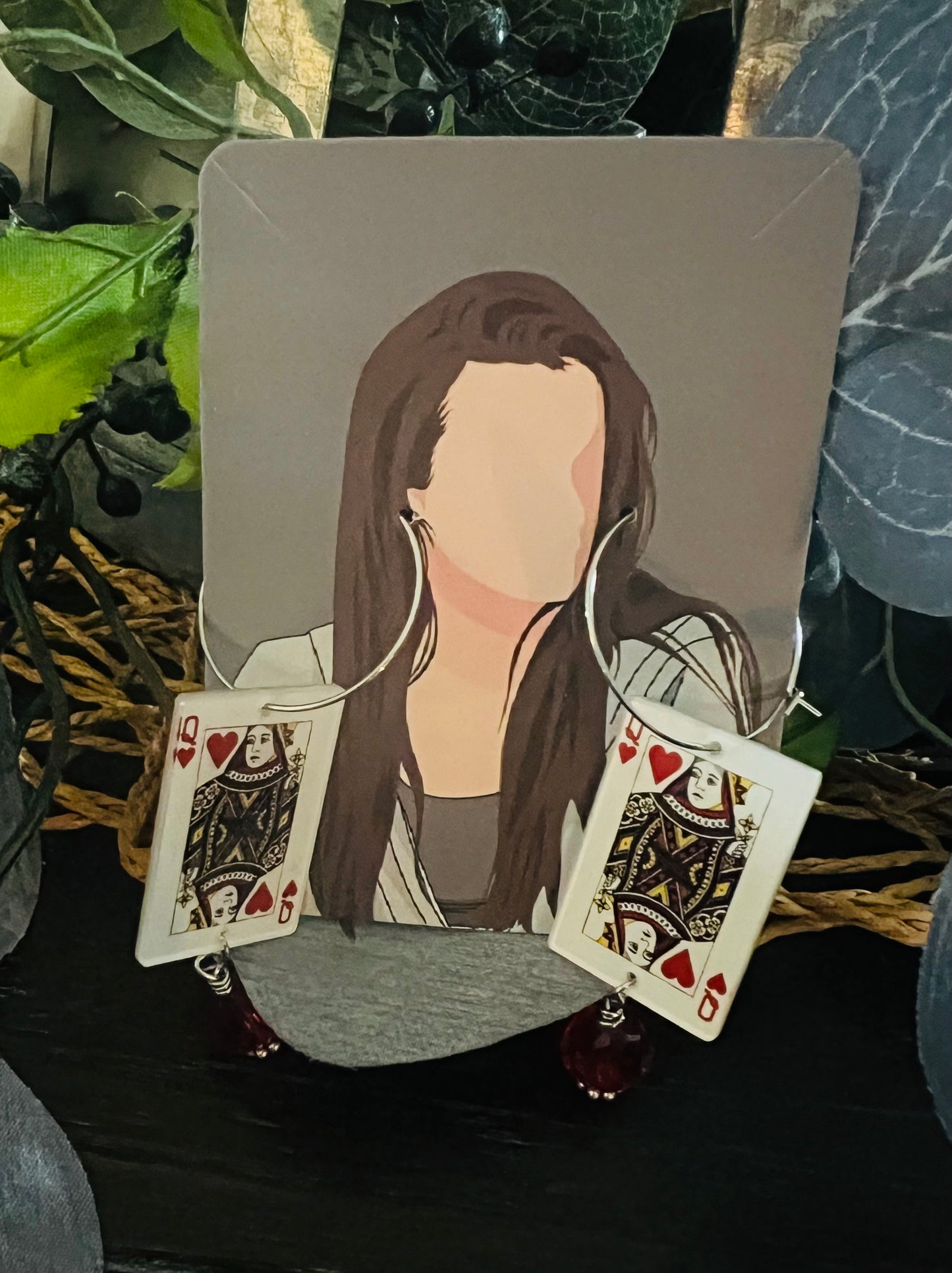 Queen of Hearts Card Earrings